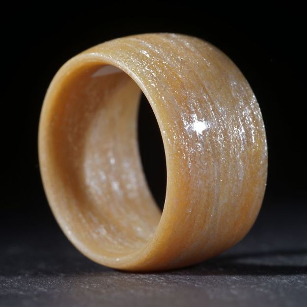 Glasfaserring, handgewickelt (Französischer Ocker, helles Gelb, mit Silber Flitter grob)