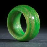 Glasfaserring, handgewickelt, Theaterfarbe Hellgrün mit Glitzergold (Duplex)
