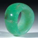 Edelsteinring Chrysopras Australien, parallel geschwungen