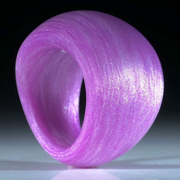 Fingerring aus Glasfaser Kobaltviolett mit Mira Silber