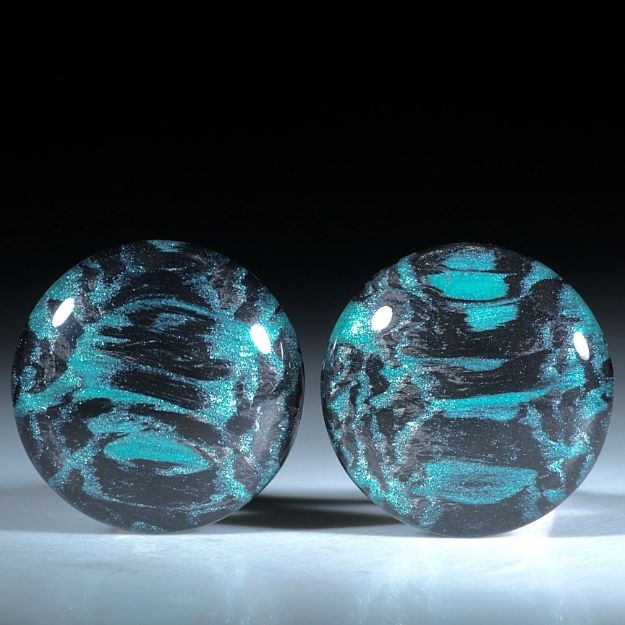 Paar für Ohrschmuck, Carbon mit Glasfaser Libellengrün