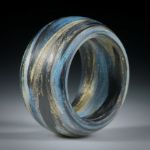 Fingerring Fibertec, Carbon / Glasfaser handgewickelt, Mira Sonnengold und Mira Türkis