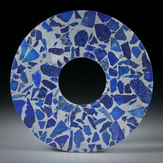 Lapislazuli in Alumatrix, runde Scheibe ca.45x45x3mm