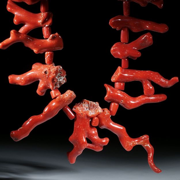 Korallencollier corallium rubrum Mittelmeer, polierte Äste
