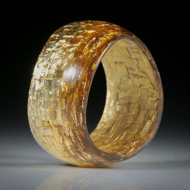 Fingerring Fibertec, Glasfaser mit Bronze poliert