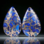 Lapislazuli in Bronzematrix, handgeschliffenes Tropfen Paar