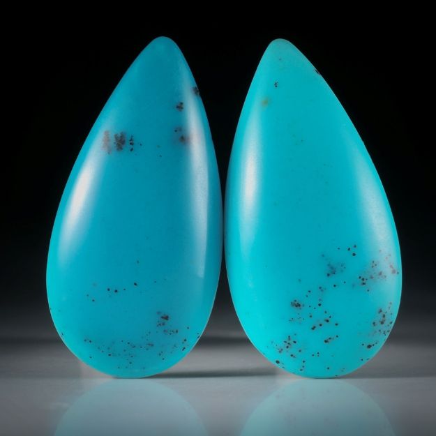 Chrysokoll Paar in Tropfenform poliert, je ca.36x18x6mm