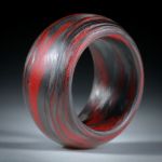 Karbonring mit Glasfaser Zinnoberrot, 13mm breit, bombiert mit gerundeten Kanten