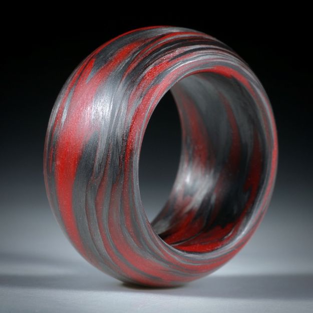 Karbonring mit Glasfaser Zinnoberrot, 13mm breit, bombiert mit gerundeten Kanten