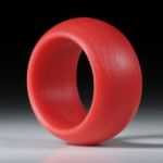 Fingerring Glasfaser Zinnoberrot, aussen bombiert, Breite 13.5mm, Innendurchmesser 19.1mm