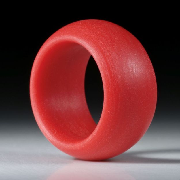 Fingerring Glasfaser Zinnoberrot, aussen bombiert, Breite 13.5mm, Innendurchmesser 19.1mm