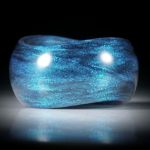 Glasfaser Fingerring Mira Türkis mit Anilinschwarz, geschwungene Form, bombiert mit gerundeter Innenkante, 12mm breit, Innendurchmesser 18.7mm