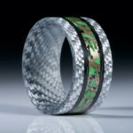 Kombiring aus Alutex, Carbon und Jade (Maw sit sit) in Bronze, Innenfläche gewölbt und feinmatt, aussen flach und poliert, Innendurchmesser 17.7mm