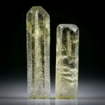 Goldberyll Kristall Paar 83.92ct. ca.50x13x11mm und 40.5x12x10mm