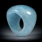 Edelsteinring Aquamarin (Pakistan), im Verlauf geschliffen und poliert, Innendurchmesser 19.3mm