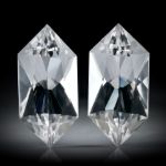 schweizer Bergkristall Paar 25.5ct.  Sechseck lang, Präzisionsschliff je ca.24.8x11.9x8.1mm