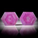 Rubin Paar 52.18ct. Kristall Querschnitte, beidseitig geschliffen und poliert, je ca.26x20x3.5mm