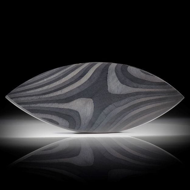 Karbon Navette, in Tosion geschliffen, feinmatt, ca.60x24x4mm